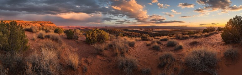 Sunset over stunning desert landscape southwest usa nature photography rocky terrain panoramic view natural beauty