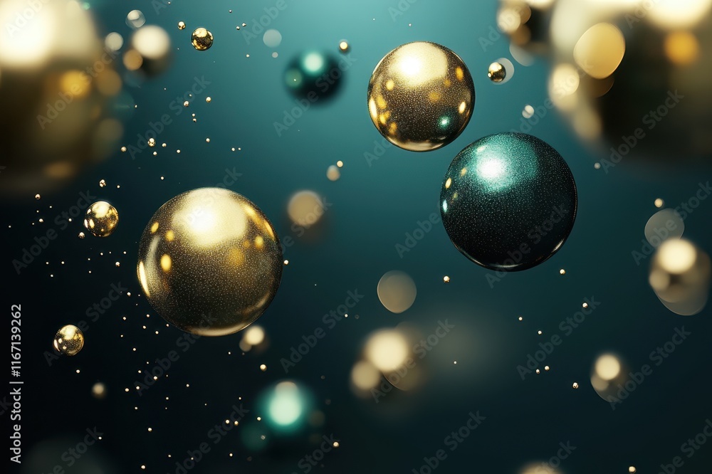 Poster floating orbs shimmer in a tranquil atmosphere, creating a mesmerizing visual experience of elegance