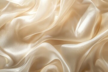 Obraz premium Soft cream silk drapes elegantly in gentle waves, reflecting delicate light tones and textures in a tranquil setting. Generative AI