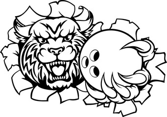 A wildcat or bobcat lynx bobcats wildcats sports team bowling ball mascot