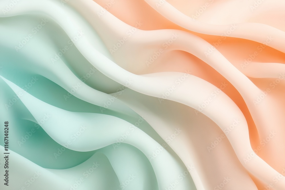 Poster Soft hues of light fabric blend gracefully in an artistic display of gentle waves and smooth textures. Generative AI