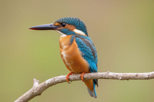 Kingfisher, perched, branch, showing, vibrant, plumage