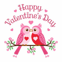 Obraz premium Cute birds kissing, celebrating Happy Valentine's Day