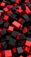 Red and Black 3D Cube Abstract Background