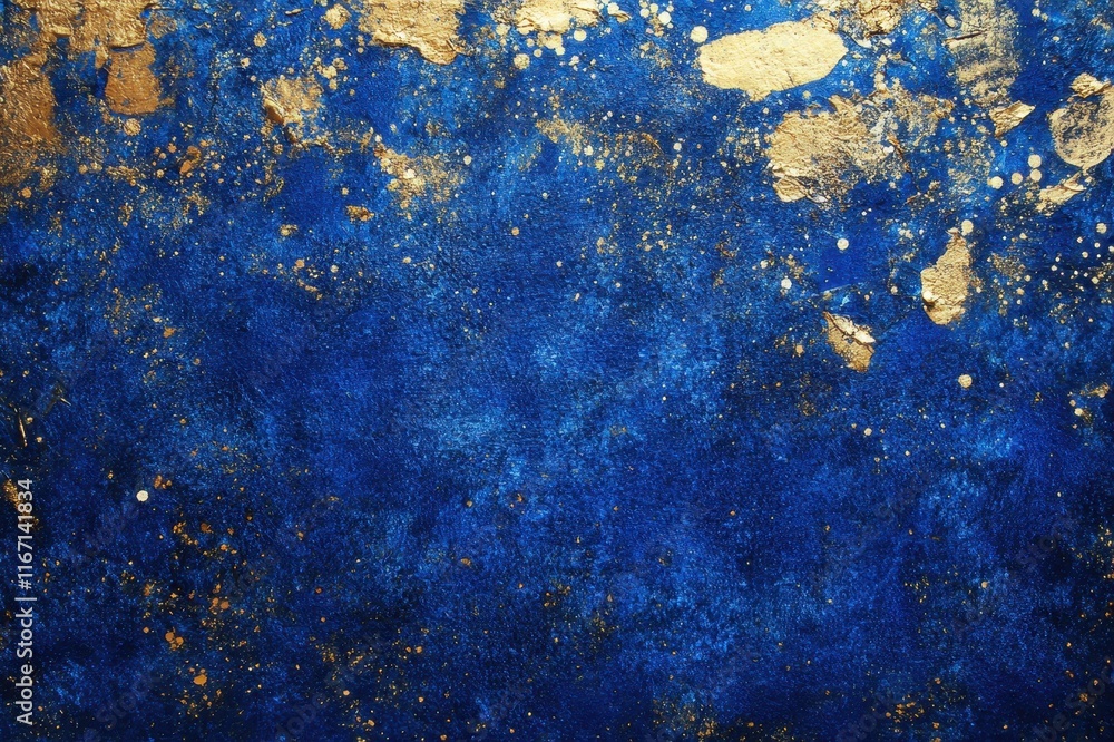Poster deep azure expanse adorned with shimmering gold accents creates an enchanting abstract masterpiece i