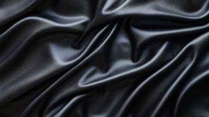 Obraz premium Smooth Black Textured Leather Fabric with Dynamic Flowing Curves and Shadows