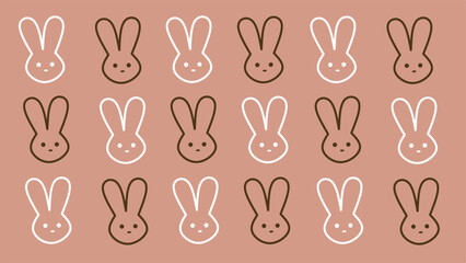 Hand drawn rabbit head pattern with pastel color background for happy easter bunny day.