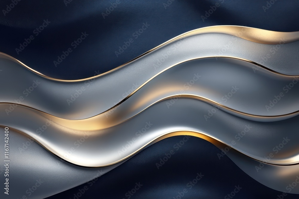 Poster waves of elegance intertwine with metallic shimmer creating a mesmerizing visual experience in deep 