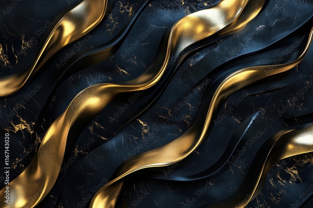 Poster elegant golden waves flow over a textured dark background creating a stunning abstract pattern for a