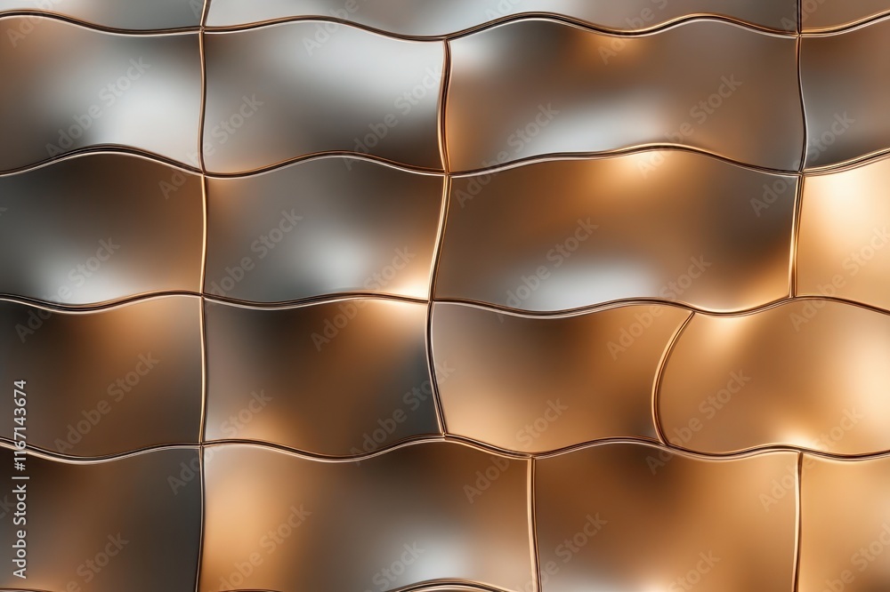 Poster intricate design of metallic waves reflecting light in an artistic display of modern craftsmanship a