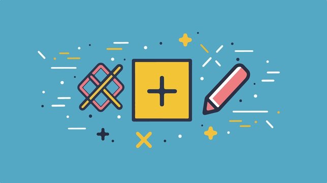 Basic Math Addition Line Art Vector Icon for Education