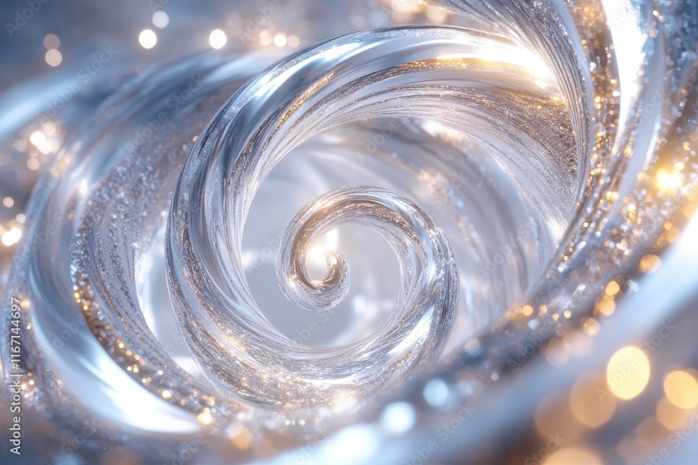 Poster swirling vortex of shimmering light and texture creates a mesmerizing cosmic flow in a dreamlike env