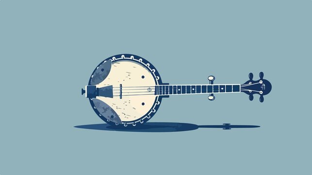 Banjo Musical Instrument Line Art Icon for Music Apps