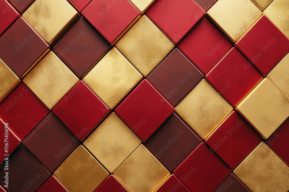 Poster artistic arrangement of richly colored squares creating a geometric pattern with a luxurious feel fo