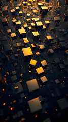 Obraz premium Golden Cubes 3D Abstract Background