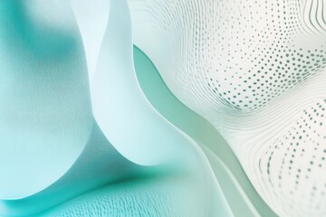 Abstract composition of flowing teal fabric with delicate textures and patterns captured in soft light. Generative AI