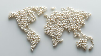 Intricate pearl representation of the world map showcases artistry and elegance in a unique design concept