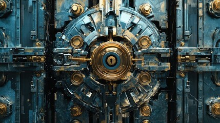 Obraz premium Intricate Digital Lock Mechanism with Metallic Texture and Details