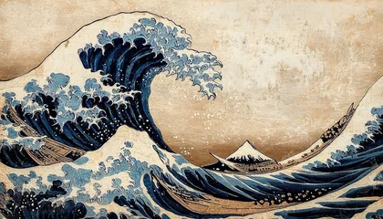 Fototapeten A vintage-style painting of the Great Wave © ma