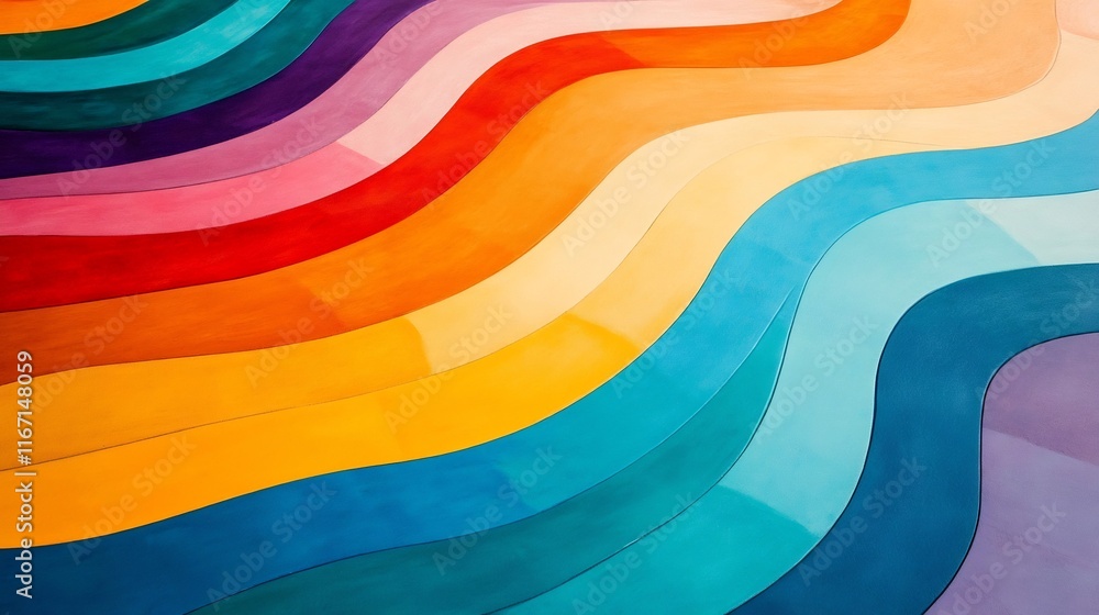 Poster captivating multicolored abstract wave pattern with a glossy finish