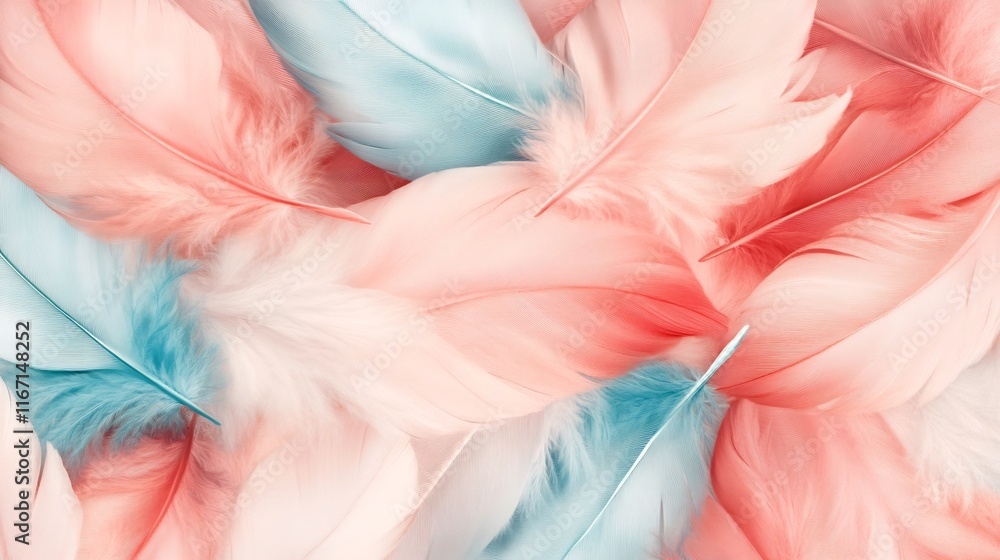 Poster delicate pastel feather pattern with soft elegant texture