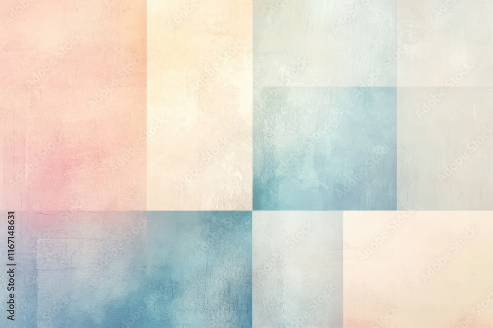 Poster soft pastel geometric patterns blend together in a tranquil composition evoking calmness and serenit