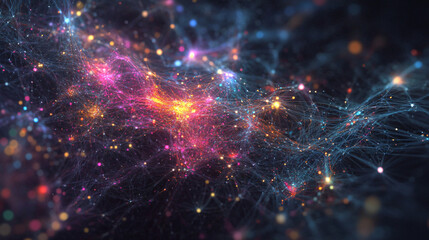 Obraz premium AI-driven network optimization system for managing resource distribution and improving operational efficiency across complex multi-layer networks.