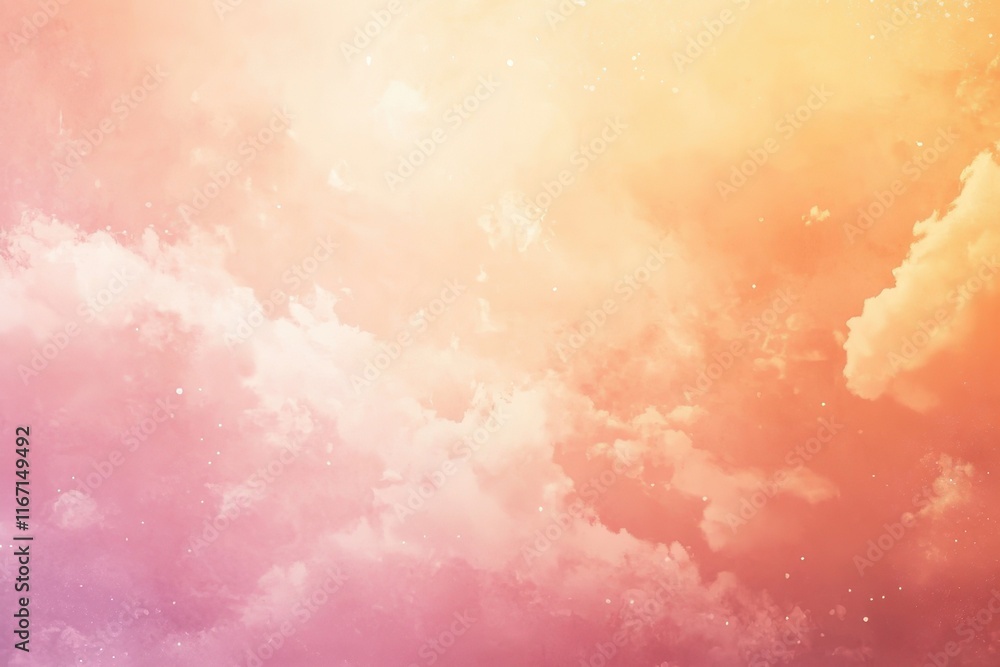 Poster beautiful pastel sky with clouds during golden hour creating a tranquil and serene atmosphere for re