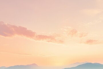Obraz premium Serene sunrise paints the sky in soft pastels over tranquil mountains at dawn, creating a peaceful natural landscape. Generative AI