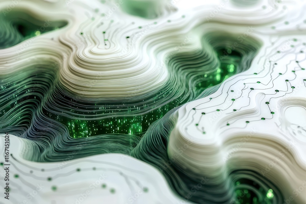 Poster intricate patterns of light and form create a mesmerizing landscape of depth and texture in a digita