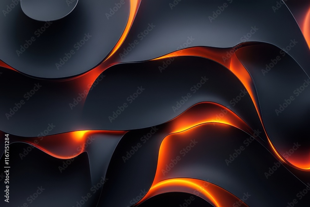 Poster captivating waves of light and shadow dance across a dark surface in a mesmerizing abstract composit