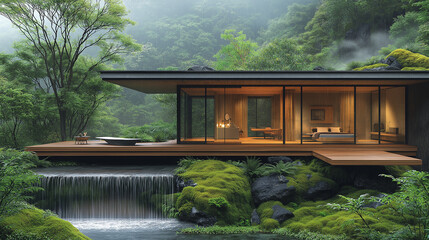 Fototapeta premium 自然の中にある宿泊施設