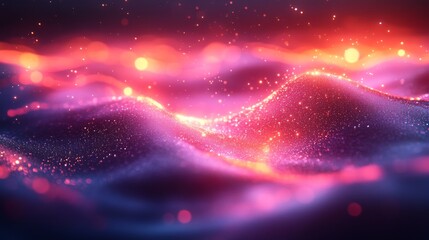 Fototapeta premium Abstract Glittering Pink and Purple Cosmic Landscape