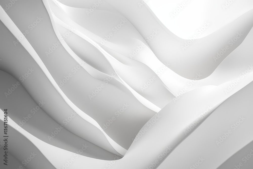 Poster intricate white waves of smooth curves create a tranquil and modern artistic composition in soft lig