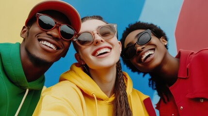 Smiling Friends Enjoying a Colorful Day Outdoors