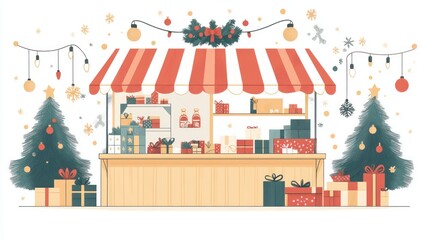 Festive Christmas market stall with gifts. (1)