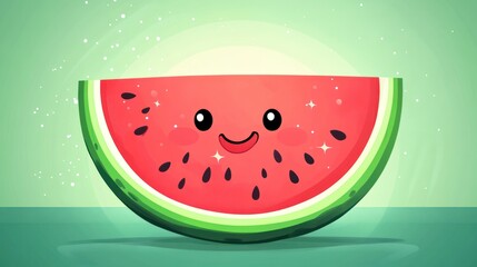 Cute cartoon watermelon slice.