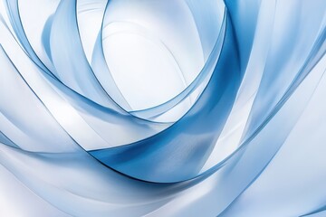 Swirling waves of blue fabric dance gracefully, creating a serene and ethereal atmosphere in soft light. Generative AI