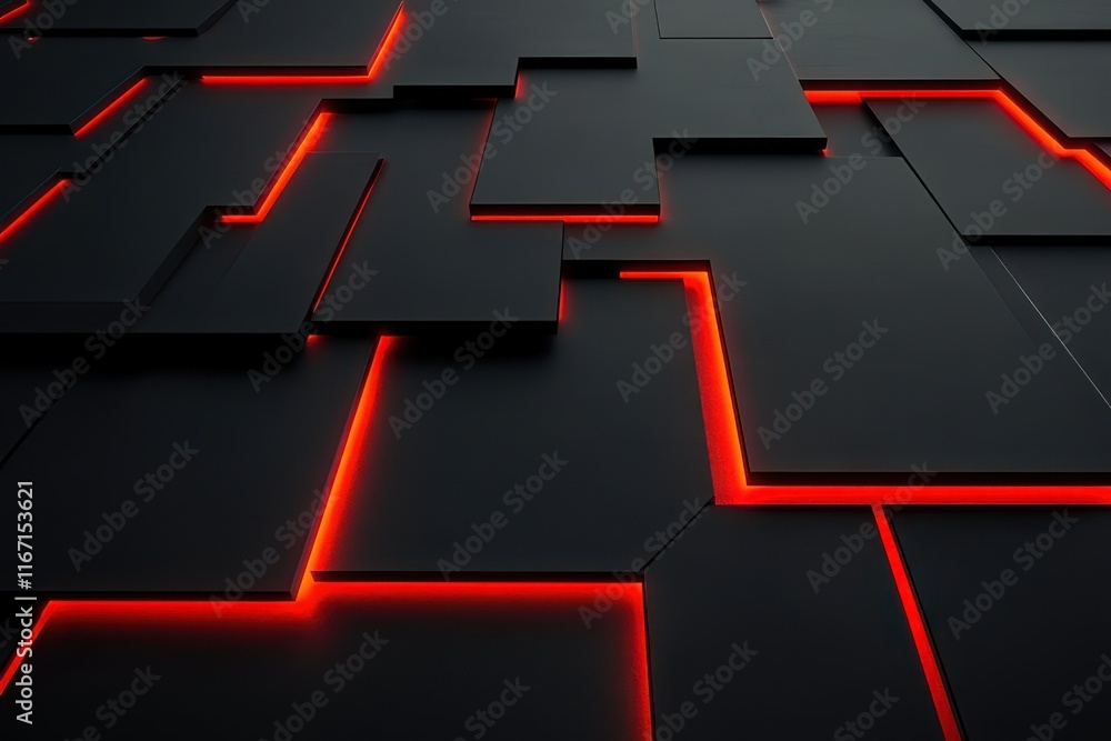 Poster intricate patterns of black and red glowing lines create a captivating visual effect in a modern dig