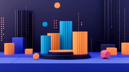 3D scene showcasing digital transformation integration, AI-enhanced systems, and growth strategies, revolutionizing operations, enhancing efficiency, and driving modern business success