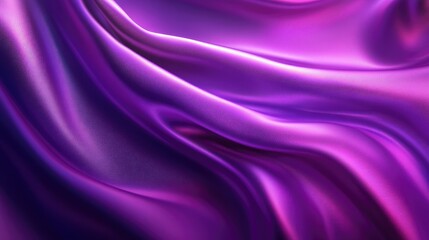 Elegant luxurious silk satin fabric with rich purple tones and soft flowing drapery showcasing smooth curves and high-resolution texture.