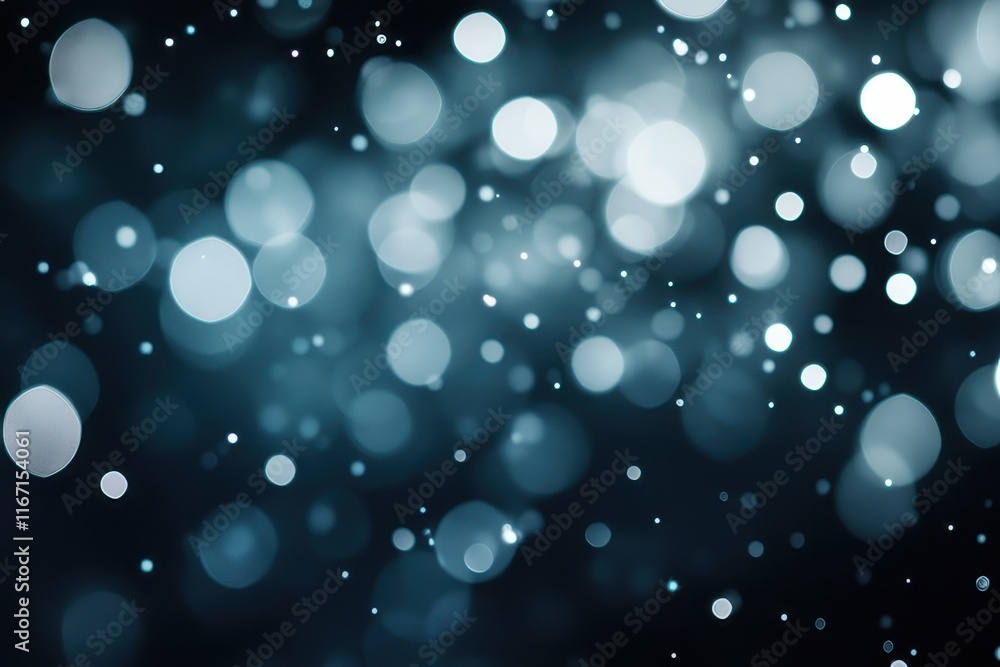 Poster mysterious blue bokeh lights dance in soft focus, creating an ethereal atmosphere in a tranquil nigh
