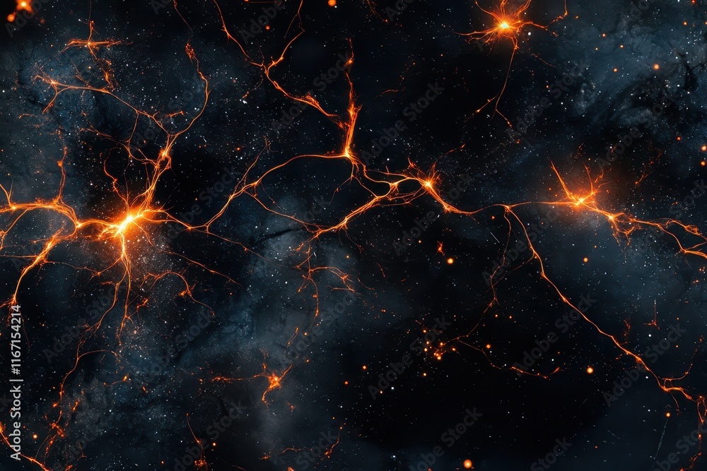 Poster cosmic web of energy connecting galaxies in a breathtaking interstellar tapestry at the edge of the 