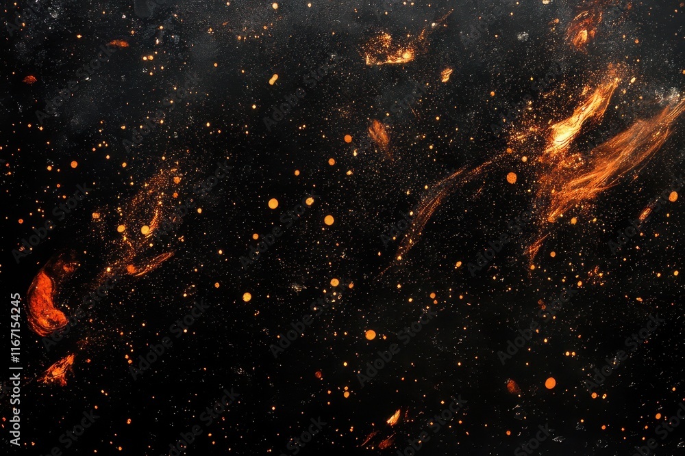 Poster exploring the vibrant dance of cosmic elements in an expansive universe of swirling colors and textu