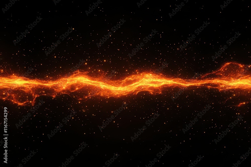 Poster vibrant streams of orange energy flow through the cosmos in a mesmerizing display of cosmic artistry