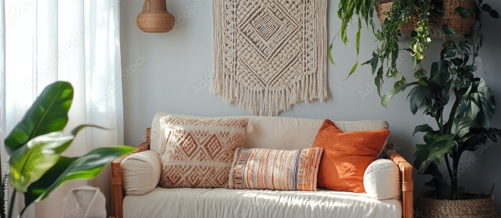 Aufkleber macraweave wall hanging with handmade patterns ideal for enriching bohemian and natural style interi
