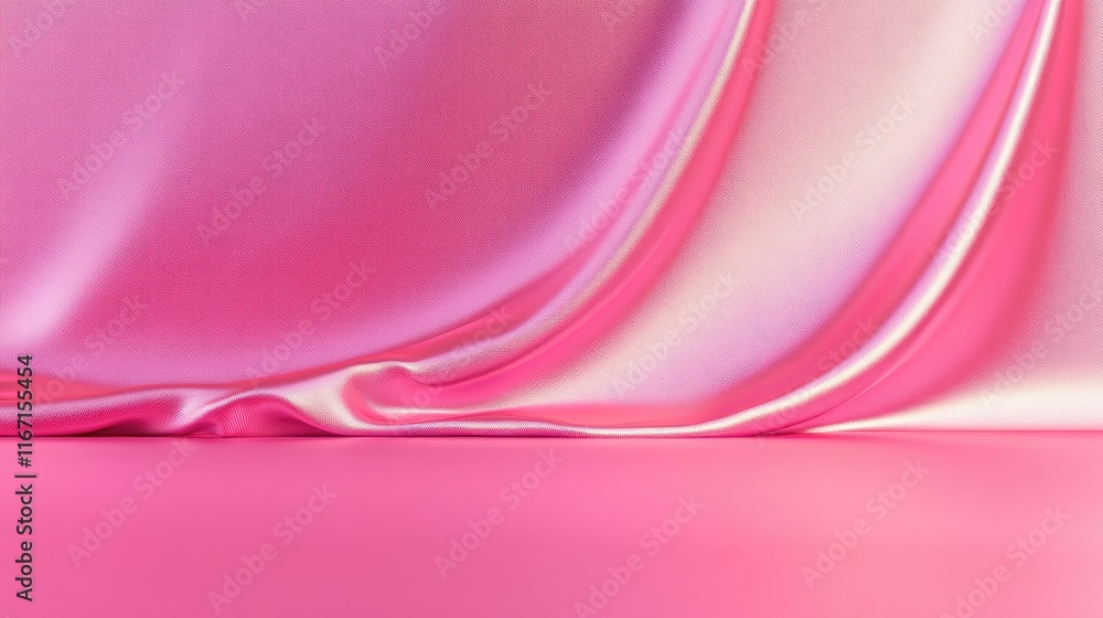 Aufkleber luxurious shiny magenta pink silk satin fabric elegantly draped creating a smooth and inviting textu