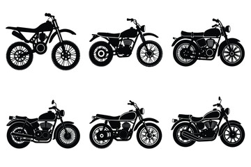 Set of vintage motorcycle silhouette, Retro bike collection vector illustration