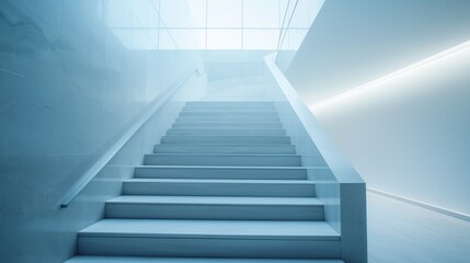 Modern Minimalist Staircase in Bright Contemporary Interior Space