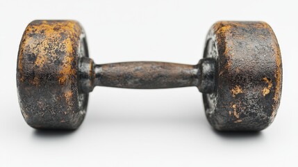 Vintage Rusty Dumbbell: A Close-Up of an Aged Fitness Equipment